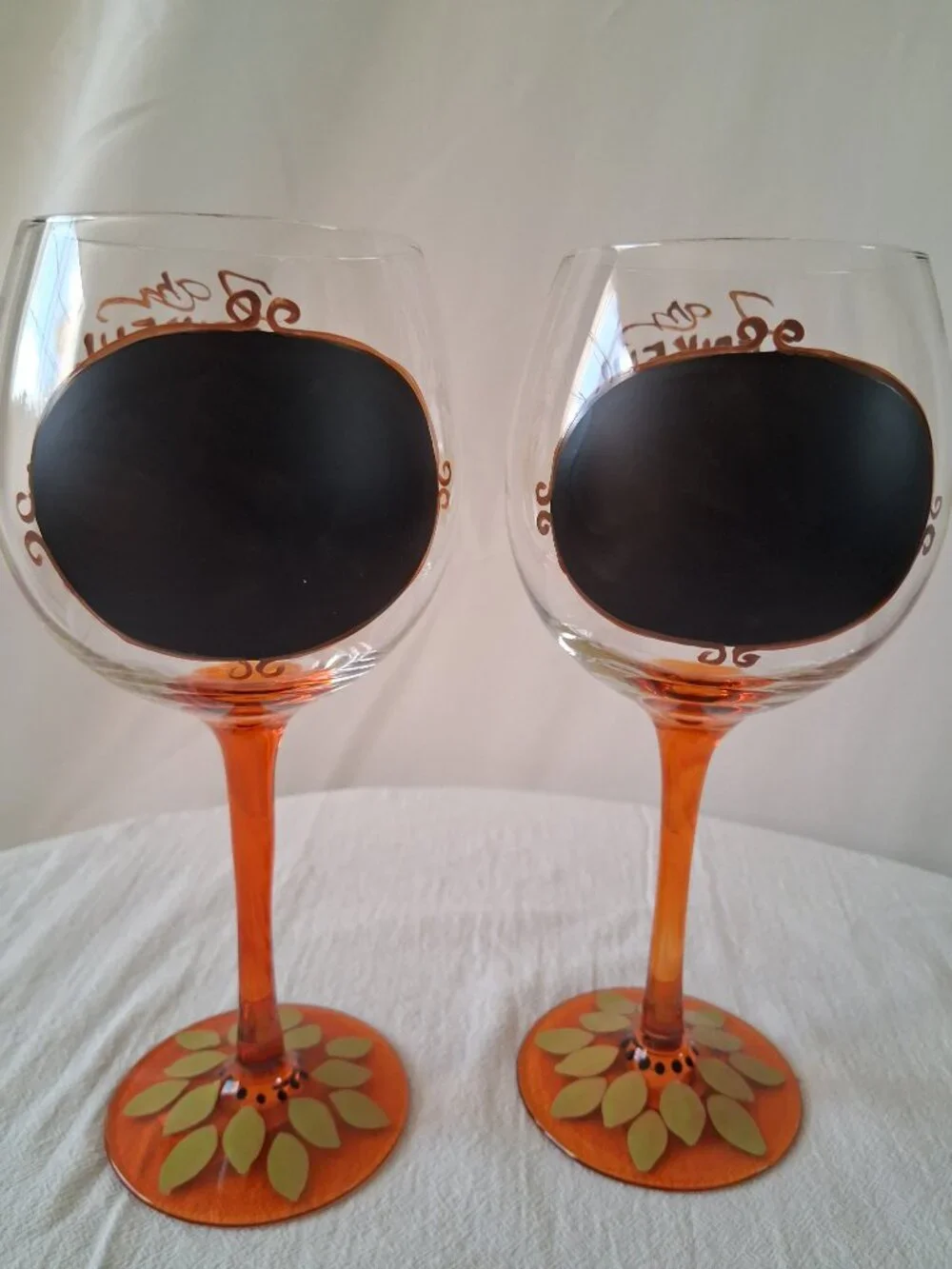 2 Wine glasses Thanksgiving decor.
